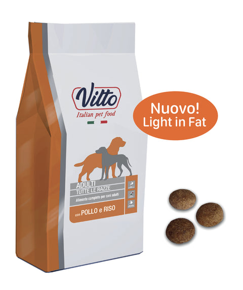 Vitto - Crocchette Cani con Pollo e Riso - Light in Fat kg 12